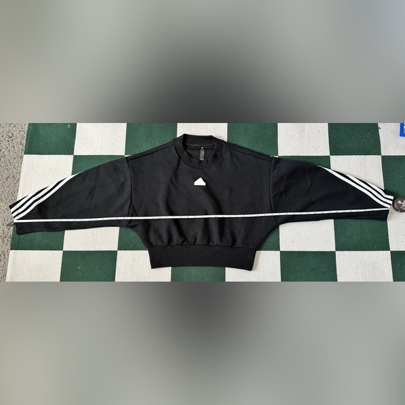 Adidas Future Icons 3-Stripes Sweatshirt Cropped | Black Size XXS | Like New - Picture 2 of 7